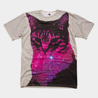 Large print space cat shirt
